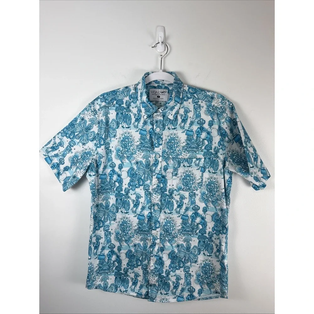 Men's Vida Cayo Short Sleeve Button Shirt Size Medium Bahama Island Cruise Beach